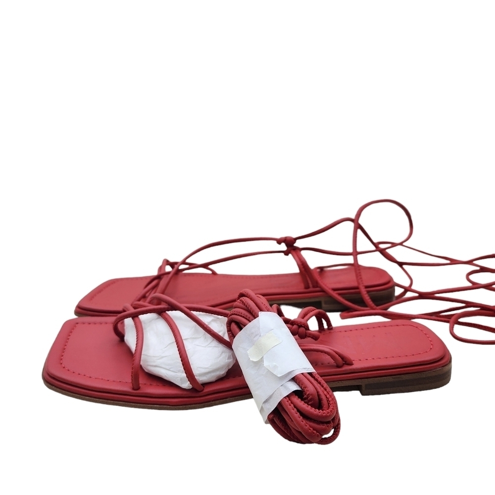 Mango Women's Cross Strips Red Sandal - US 9.5 - Picture 2 of 8